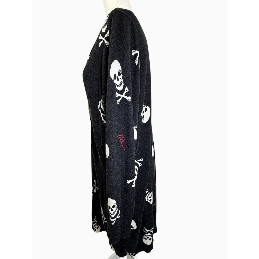 Torrid x Betsey Johnson Skull Cardigan Size 3 Black Longline Goth Sweater - Picture 5 of 10